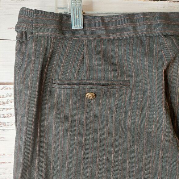 Woman's Franco Mirabelli Black with Brown Stripes Wide Leg Dress Pants - Picture 8 of 11